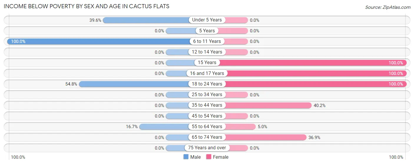 Income Below Poverty by Sex and Age in Cactus Flats