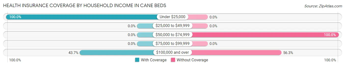 Health Insurance Coverage by Household Income in Cane Beds