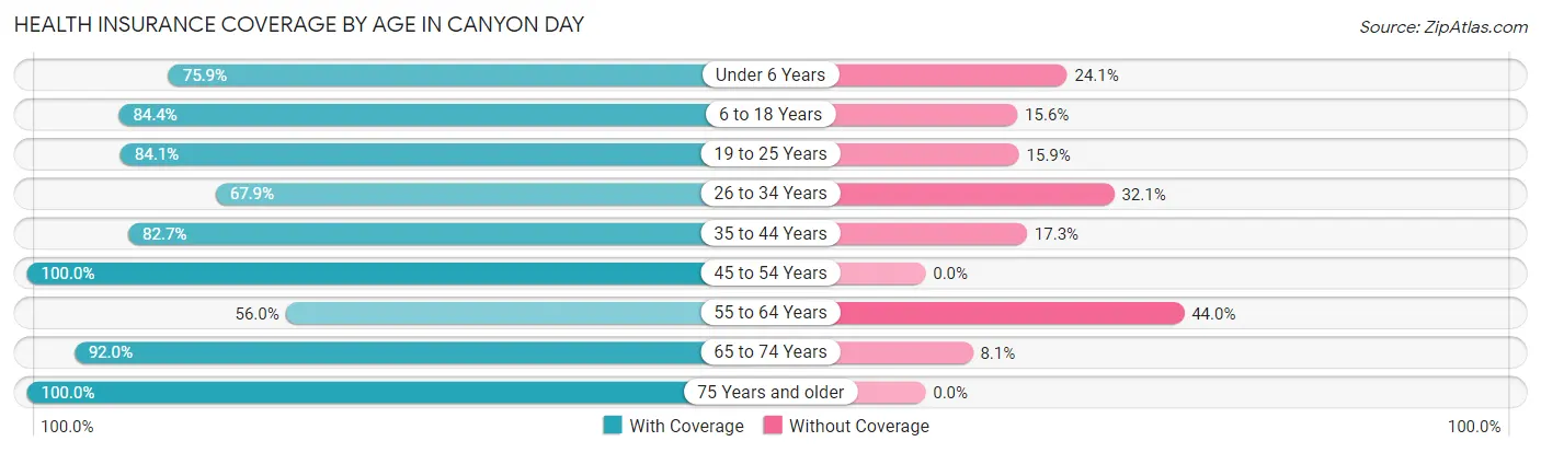 Health Insurance Coverage by Age in Canyon Day