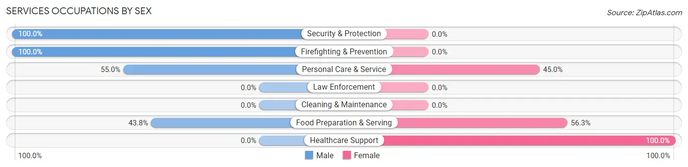 Services Occupations by Sex in Canyon Day