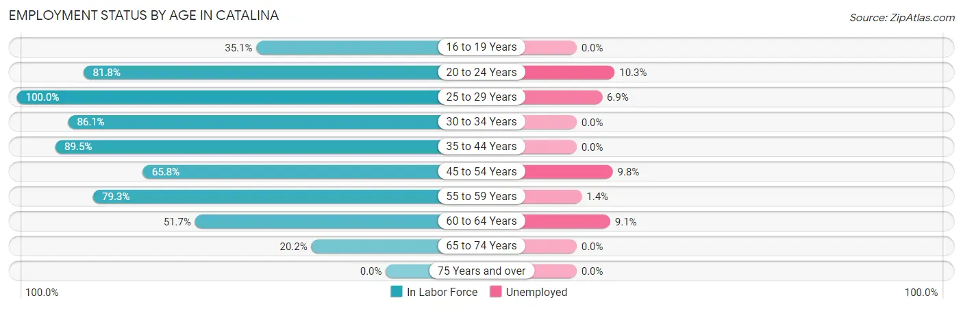 Employment Status by Age in Catalina