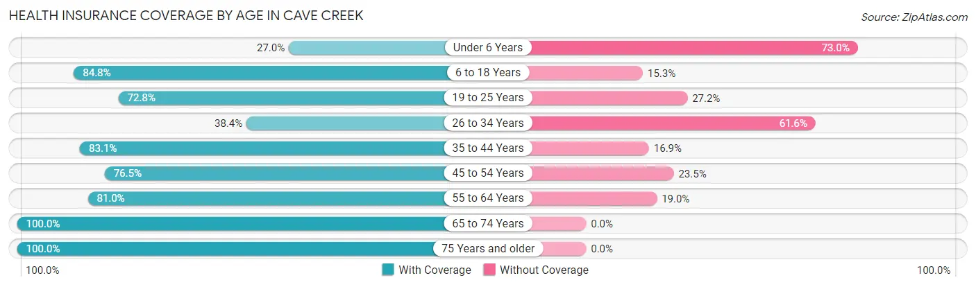 Health Insurance Coverage by Age in Cave Creek