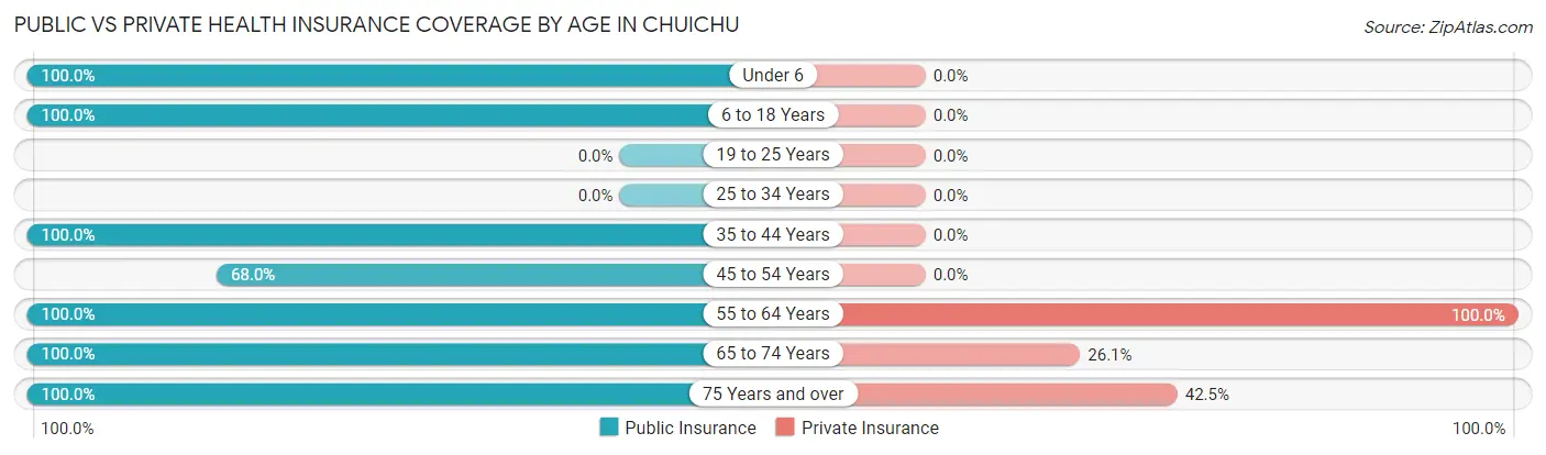 Public vs Private Health Insurance Coverage by Age in Chuichu