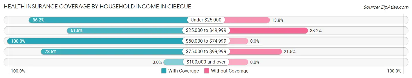 Health Insurance Coverage by Household Income in Cibecue