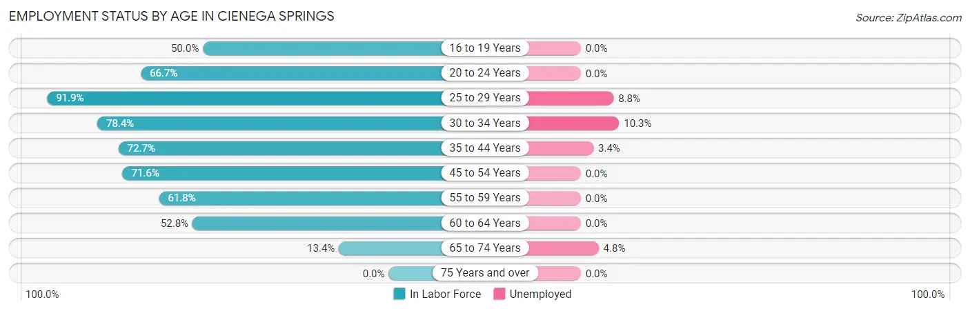 Employment Status by Age in Cienega Springs