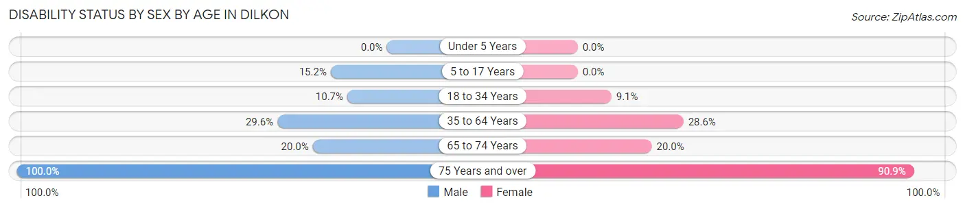 Disability Status by Sex by Age in Dilkon