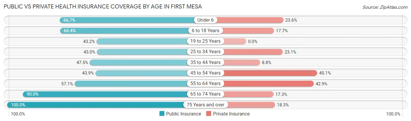 Public vs Private Health Insurance Coverage by Age in First Mesa