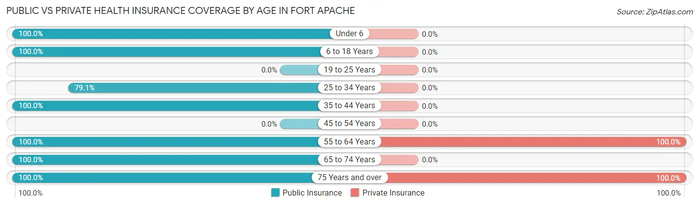Public vs Private Health Insurance Coverage by Age in Fort Apache