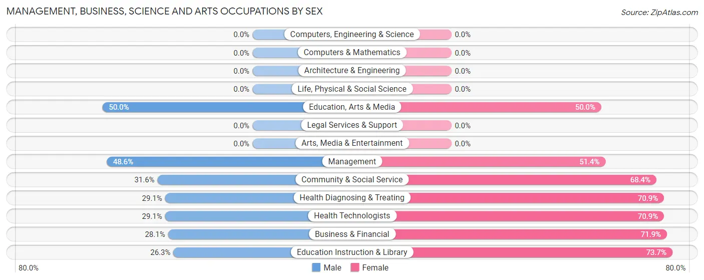 Management, Business, Science and Arts Occupations by Sex in Fort Defiance