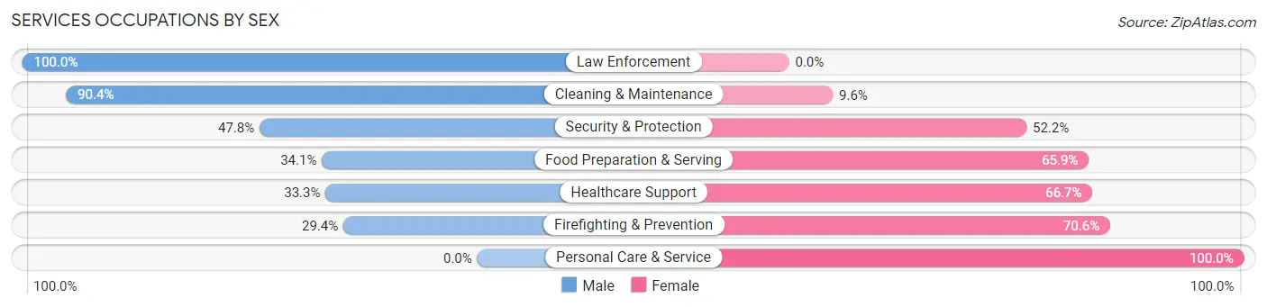 Services Occupations by Sex in Fort Defiance