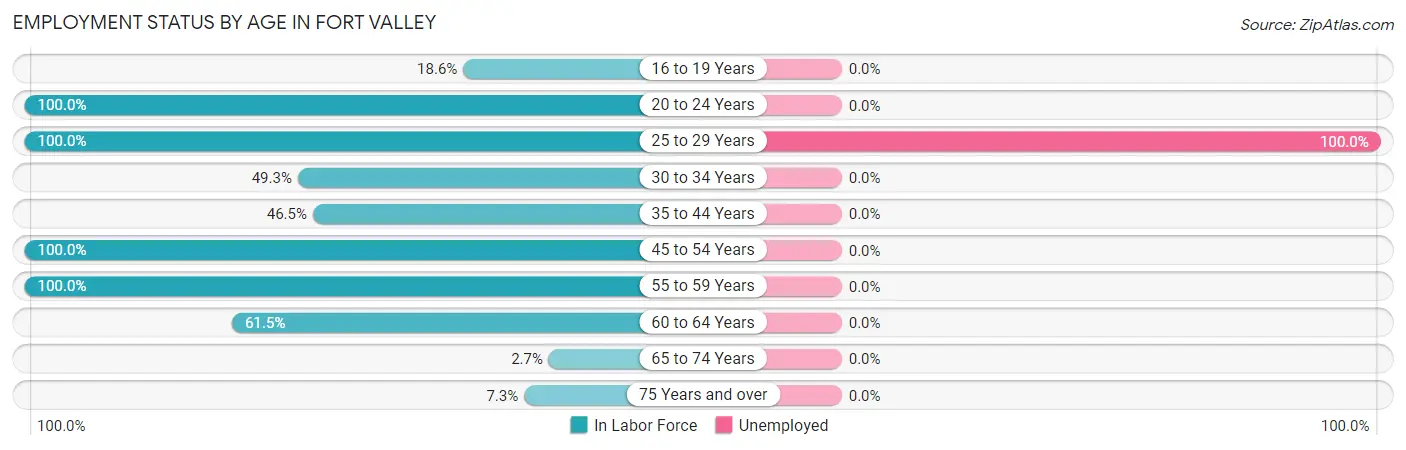 Employment Status by Age in Fort Valley
