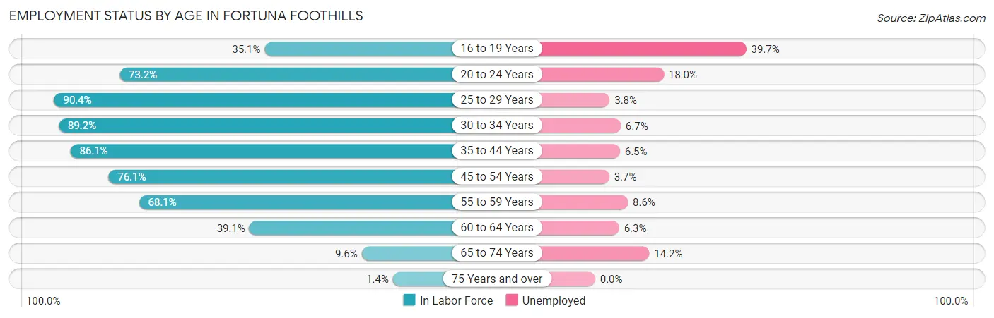 Employment Status by Age in Fortuna Foothills