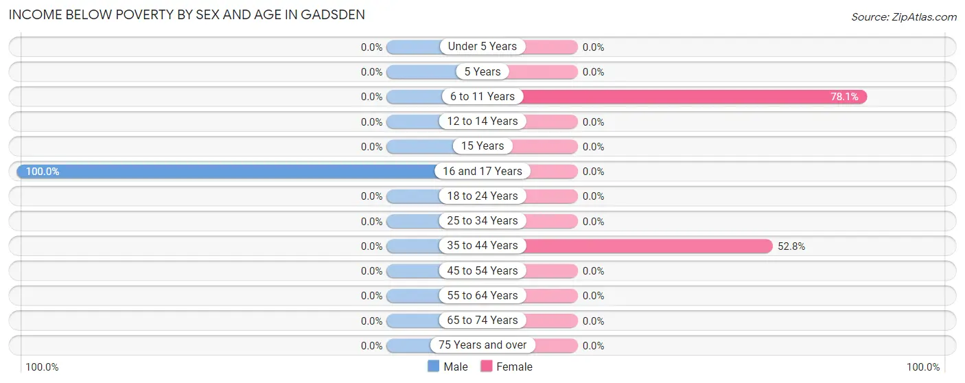 Income Below Poverty by Sex and Age in Gadsden