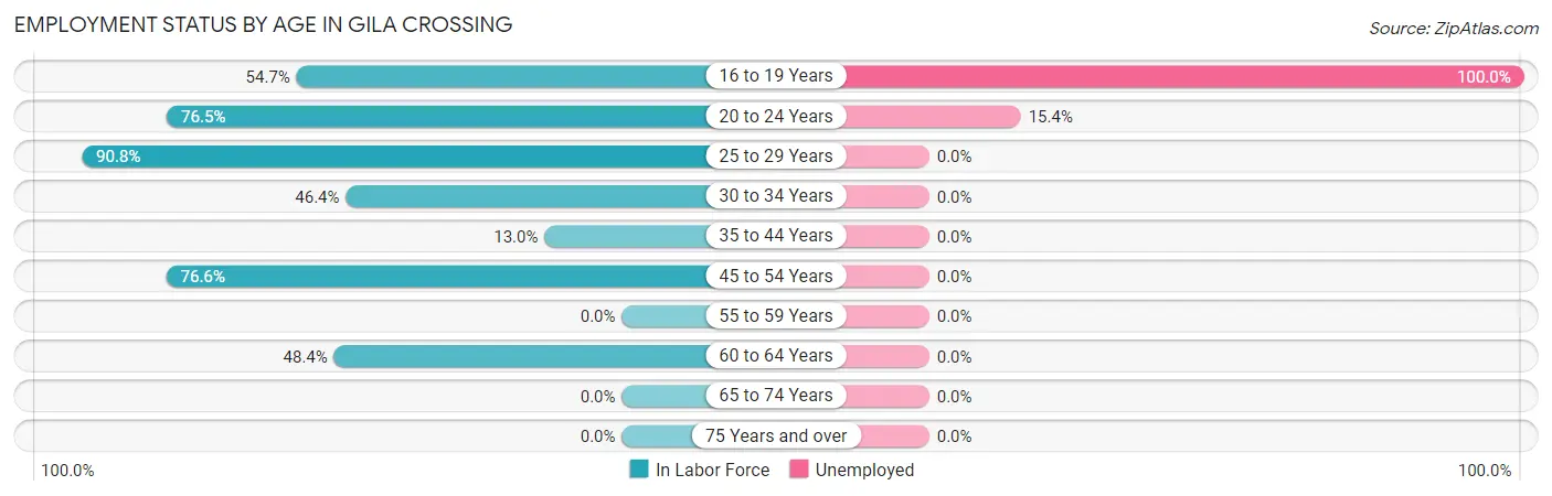 Employment Status by Age in Gila Crossing