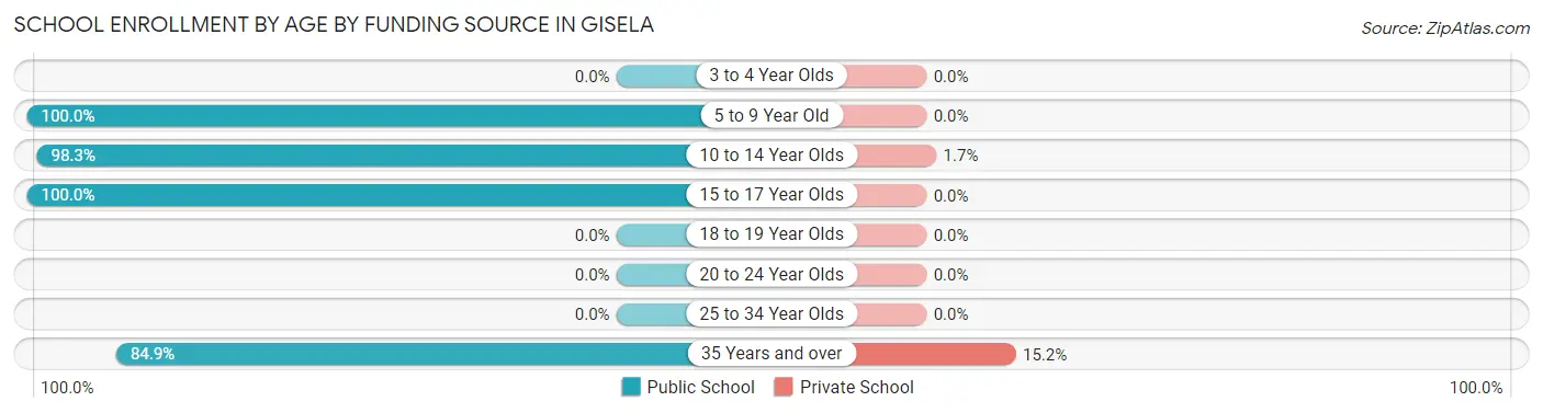 School Enrollment by Age by Funding Source in Gisela