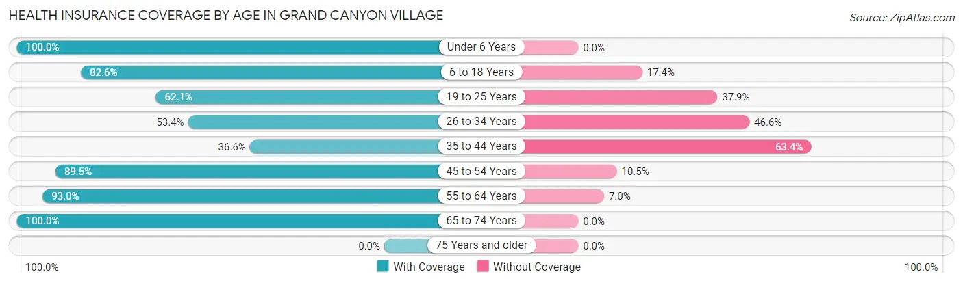 Health Insurance Coverage by Age in Grand Canyon Village