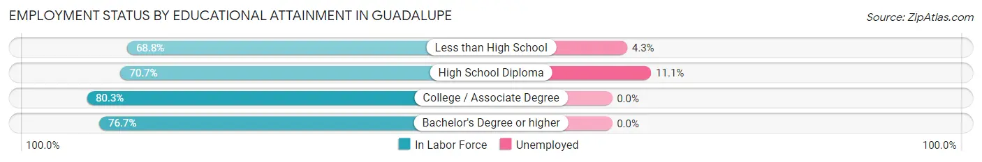 Employment Status by Educational Attainment in Guadalupe