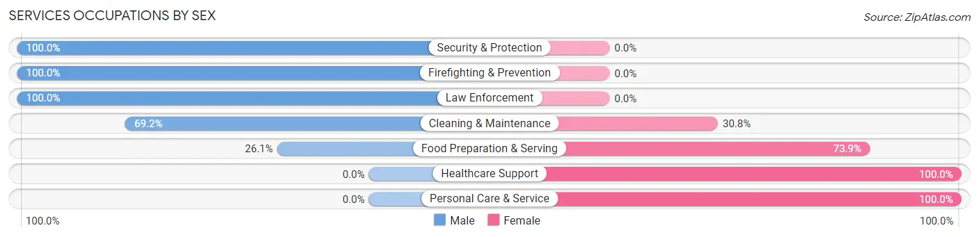 Services Occupations by Sex in Guadalupe