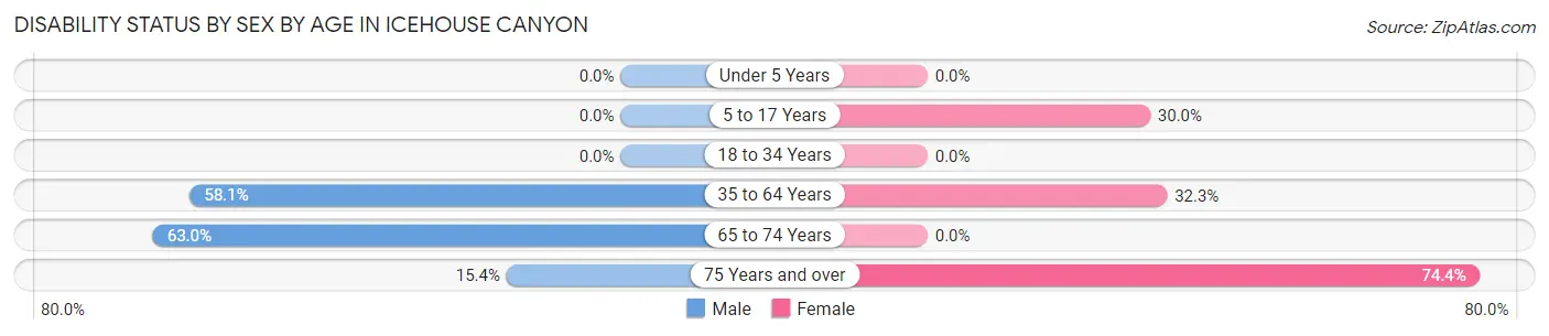 Disability Status by Sex by Age in Icehouse Canyon