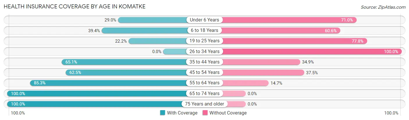 Health Insurance Coverage by Age in Komatke