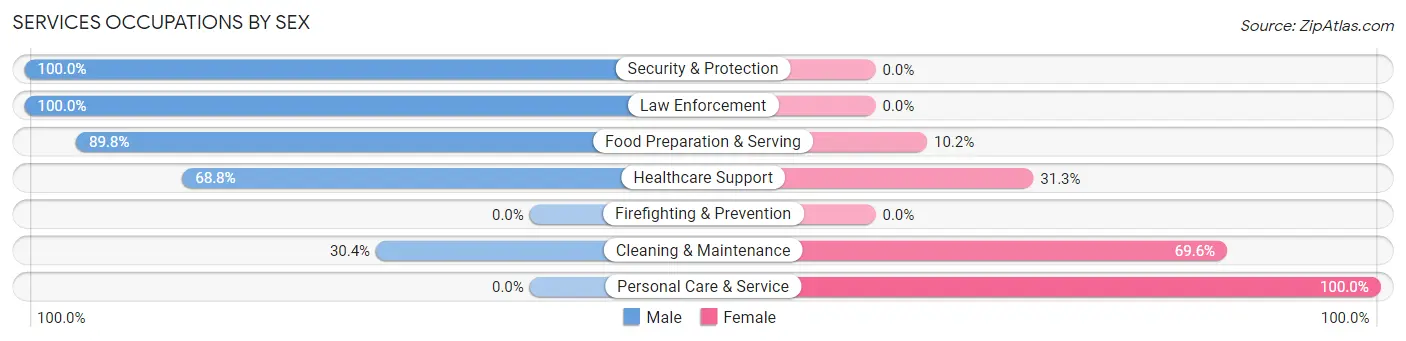 Services Occupations by Sex in Lake of the Woods