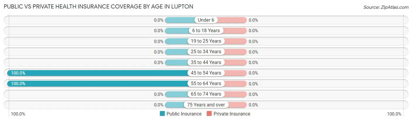 Public vs Private Health Insurance Coverage by Age in Lupton