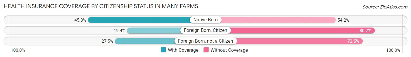 Health Insurance Coverage by Citizenship Status in Many Farms