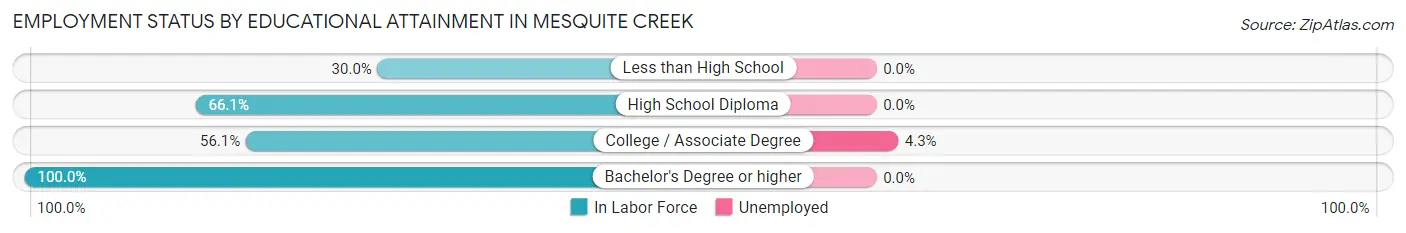 Employment Status by Educational Attainment in Mesquite Creek