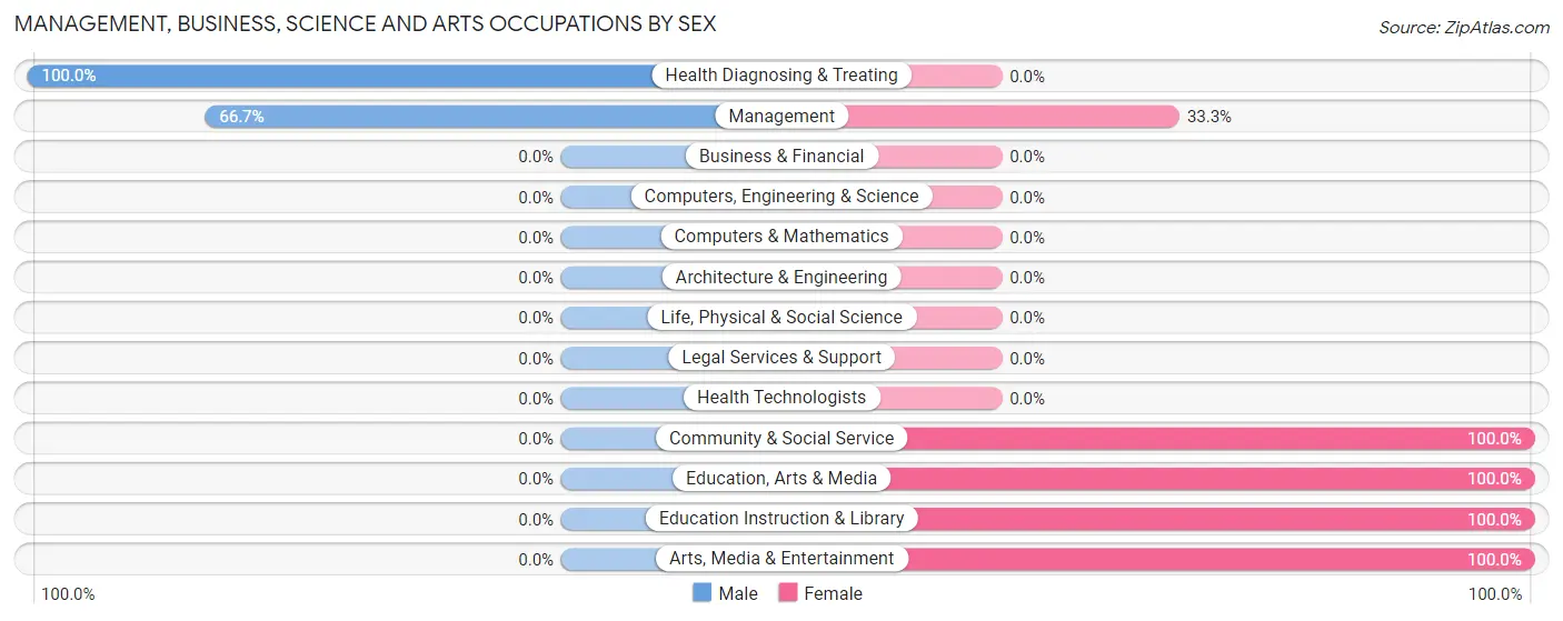 Management, Business, Science and Arts Occupations by Sex in Naco