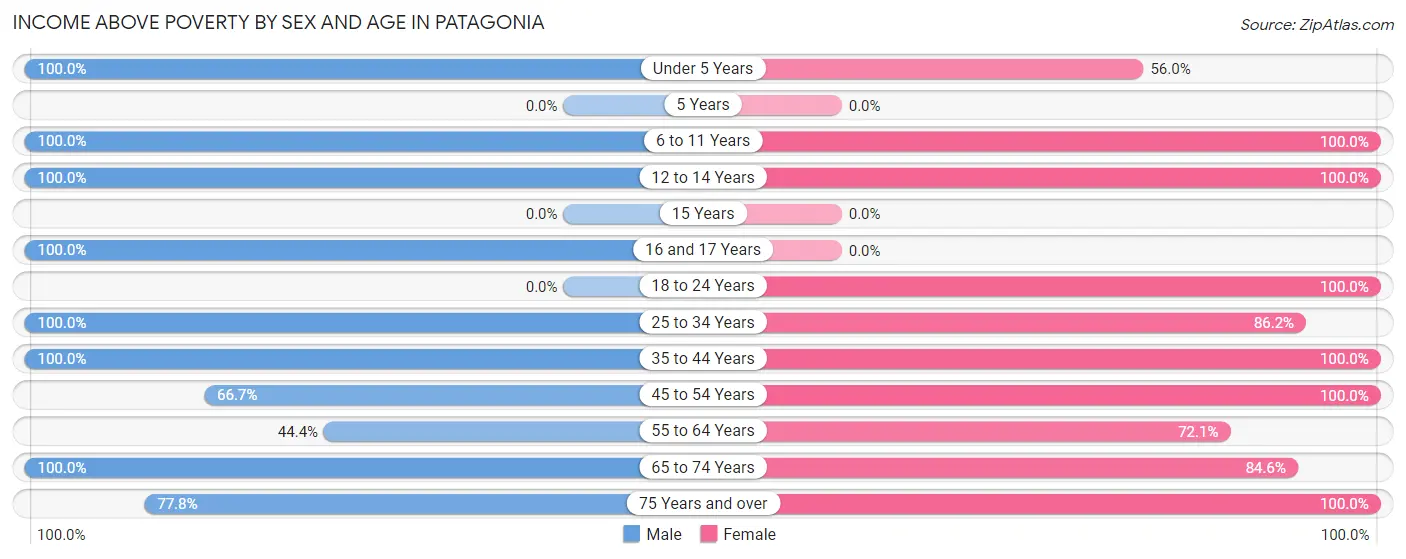 Income Above Poverty by Sex and Age in Patagonia