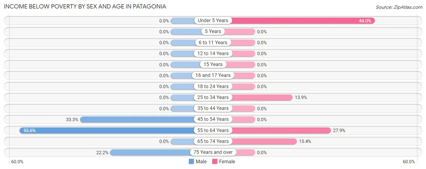 Income Below Poverty by Sex and Age in Patagonia