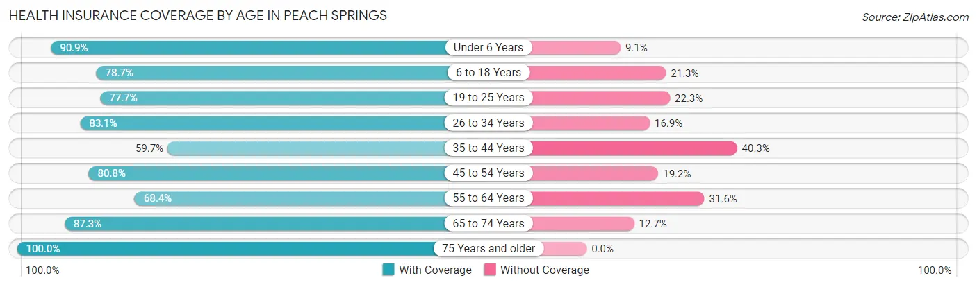 Health Insurance Coverage by Age in Peach Springs