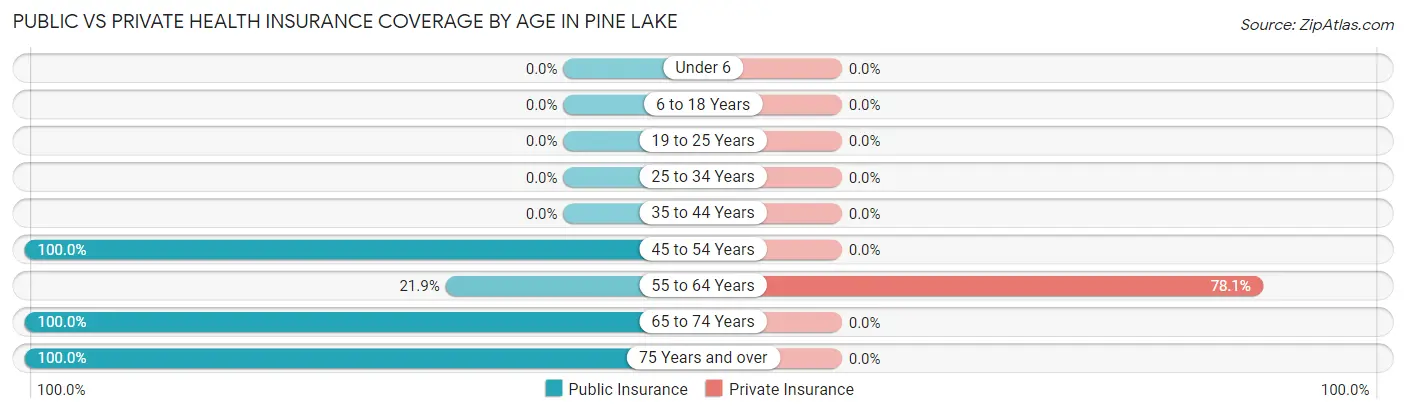 Public vs Private Health Insurance Coverage by Age in Pine Lake