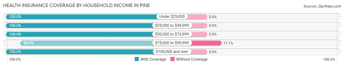 Health Insurance Coverage by Household Income in Pine