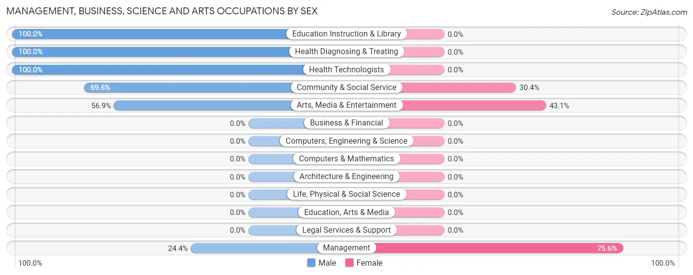 Management, Business, Science and Arts Occupations by Sex in Pine