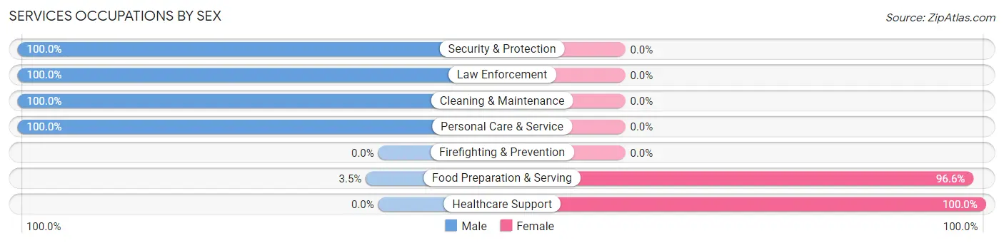 Services Occupations by Sex in Pine
