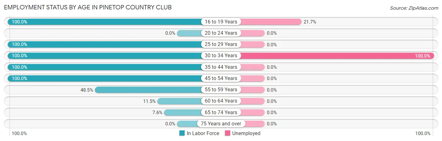 Employment Status by Age in Pinetop Country Club