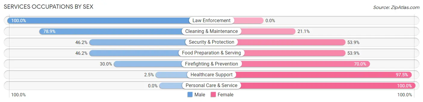Services Occupations by Sex in Pinetop Lakeside