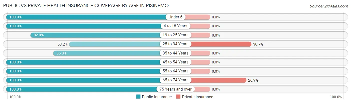 Public vs Private Health Insurance Coverage by Age in Pisinemo