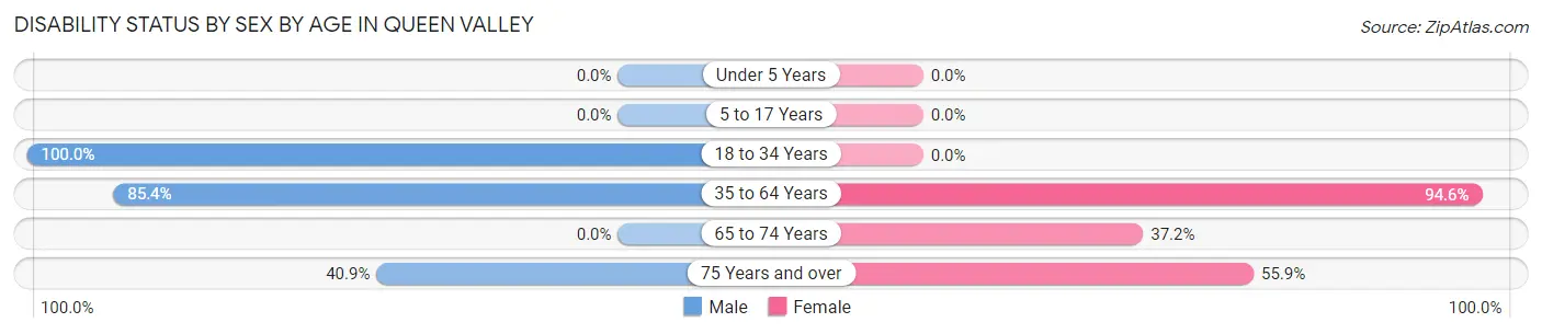 Disability Status by Sex by Age in Queen Valley