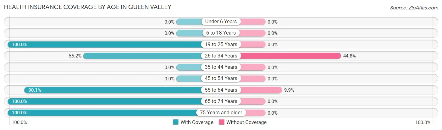 Health Insurance Coverage by Age in Queen Valley