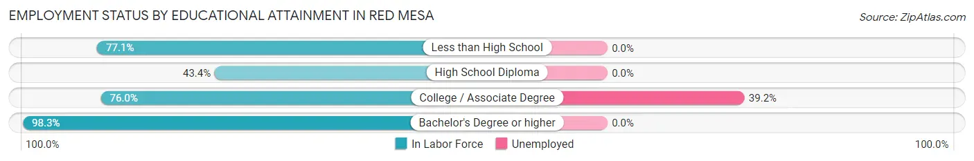 Employment Status by Educational Attainment in Red Mesa