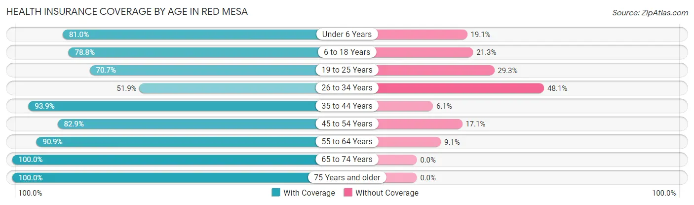 Health Insurance Coverage by Age in Red Mesa