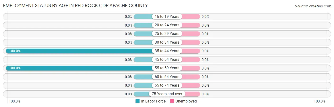 Employment Status by Age in Red Rock CDP Apache County