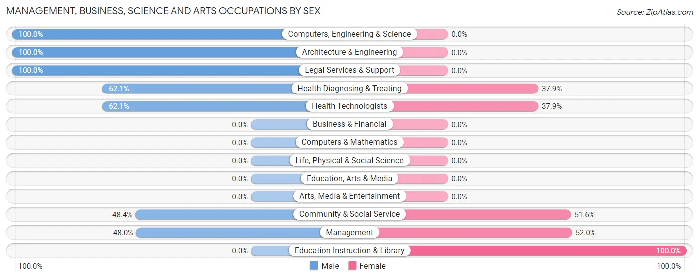 Management, Business, Science and Arts Occupations by Sex in Rio Verde