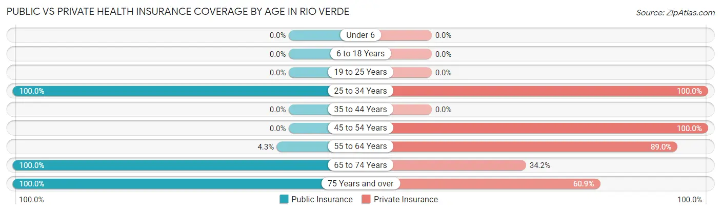 Public vs Private Health Insurance Coverage by Age in Rio Verde