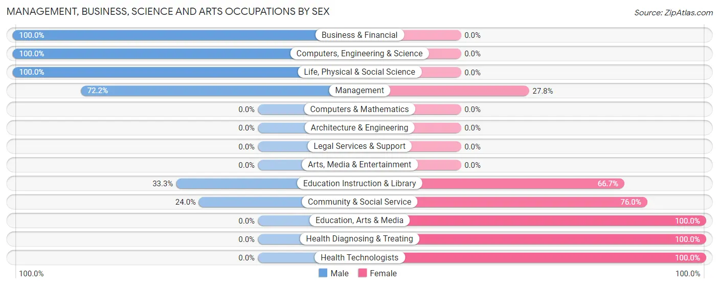Management, Business, Science and Arts Occupations by Sex in Rough Rock