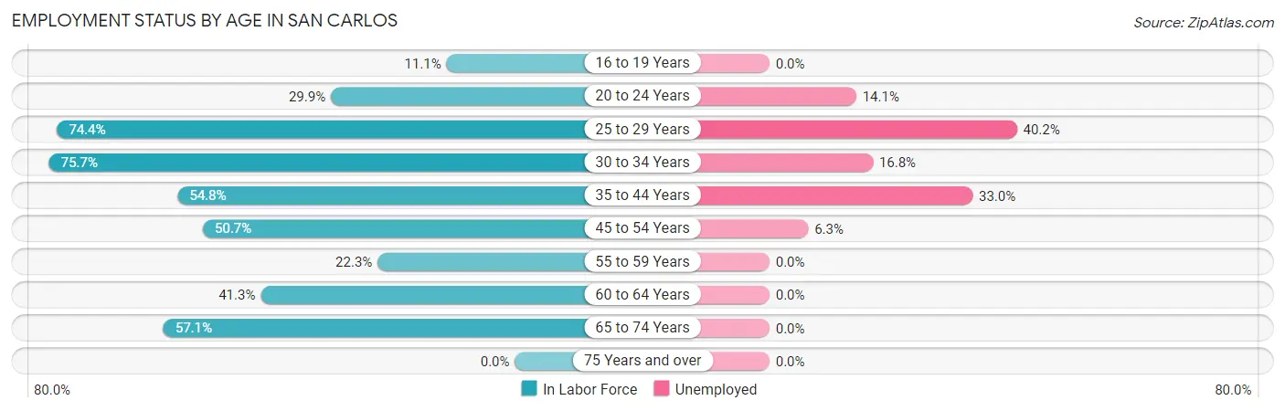 Employment Status by Age in San Carlos