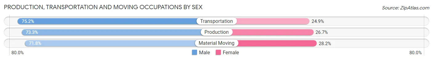 Production, Transportation and Moving Occupations by Sex in San Tan Valley