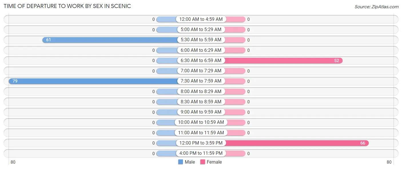 Time of Departure to Work by Sex in Scenic